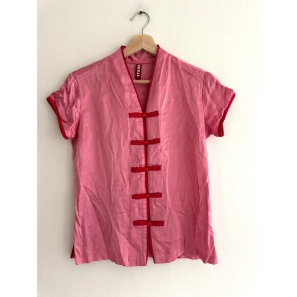 STAUD The Corso Top Pink 100% Silk Size Small - Picture 2 of 5